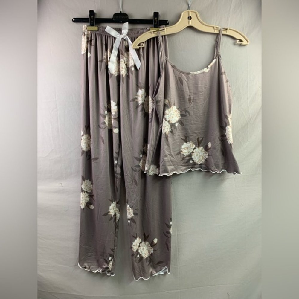 Floral Tank Top Lettuce Trim PJ Set - Picture 7 of 7